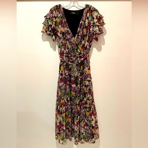 Lauren Ralph Lauren Women's Belted Floral Crinkle Georgette Dress Size 12 New